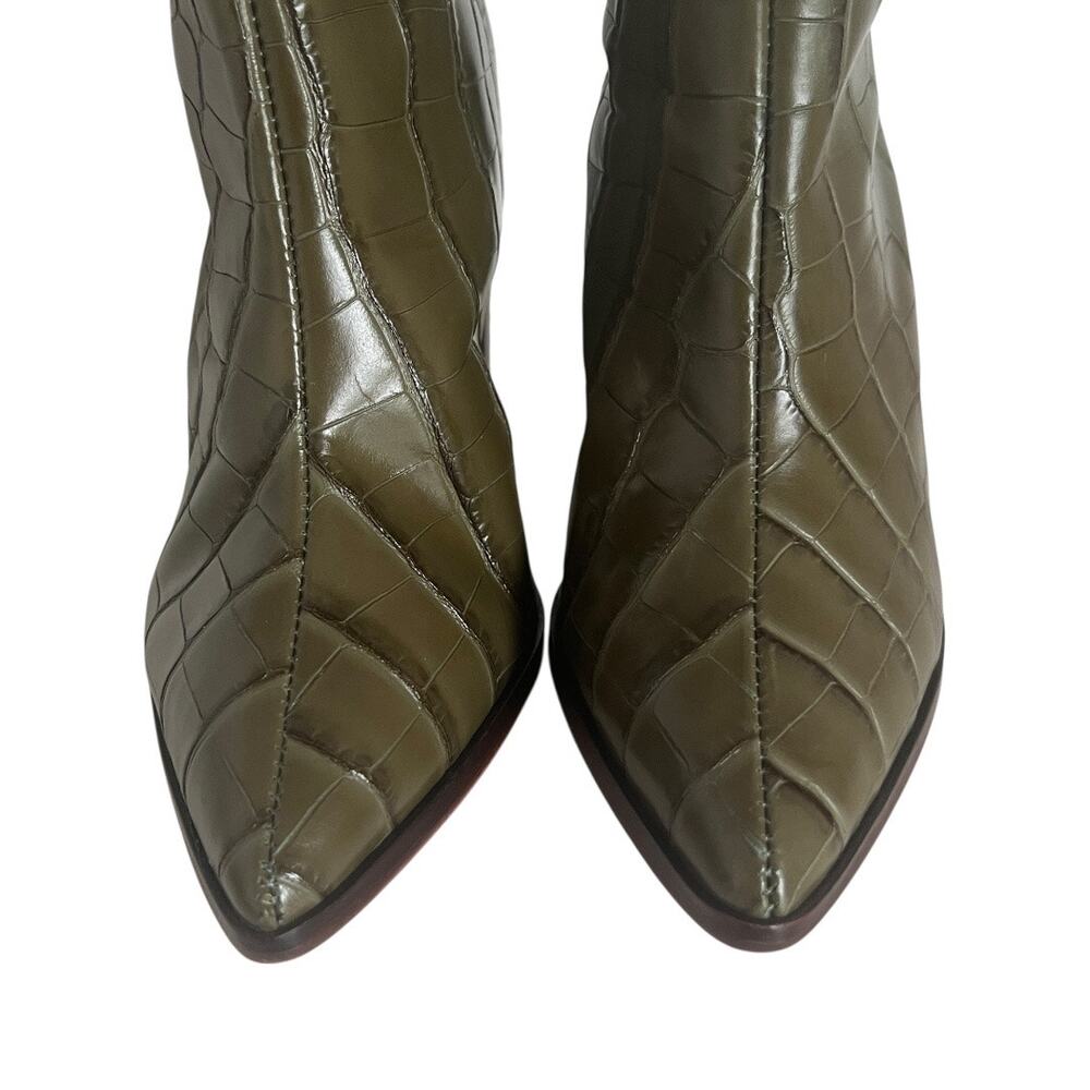 Schutz Maryana Crocodile Embossed Leather Knee High Block Heel Boots Size 5 - Picture 5 of 12